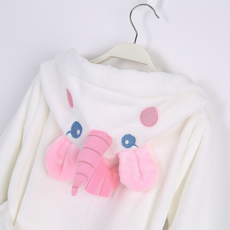 Cartoon Children's Robe Flannel Baby Bathrobe Long Sleeve Hooded Kids Bath Robe Lovely Unicorn Animal Child Boy Girls Robes