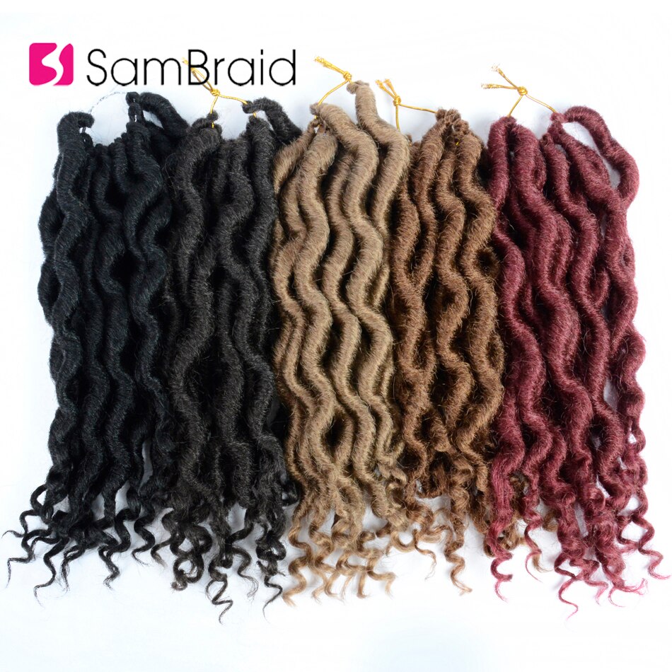 SAMBRAID Goddness Faux Locs Curly Crochet Hair Extensions 12 Inch 100G/pack Synthetic Twist Hair Soft Lock Braids For Women