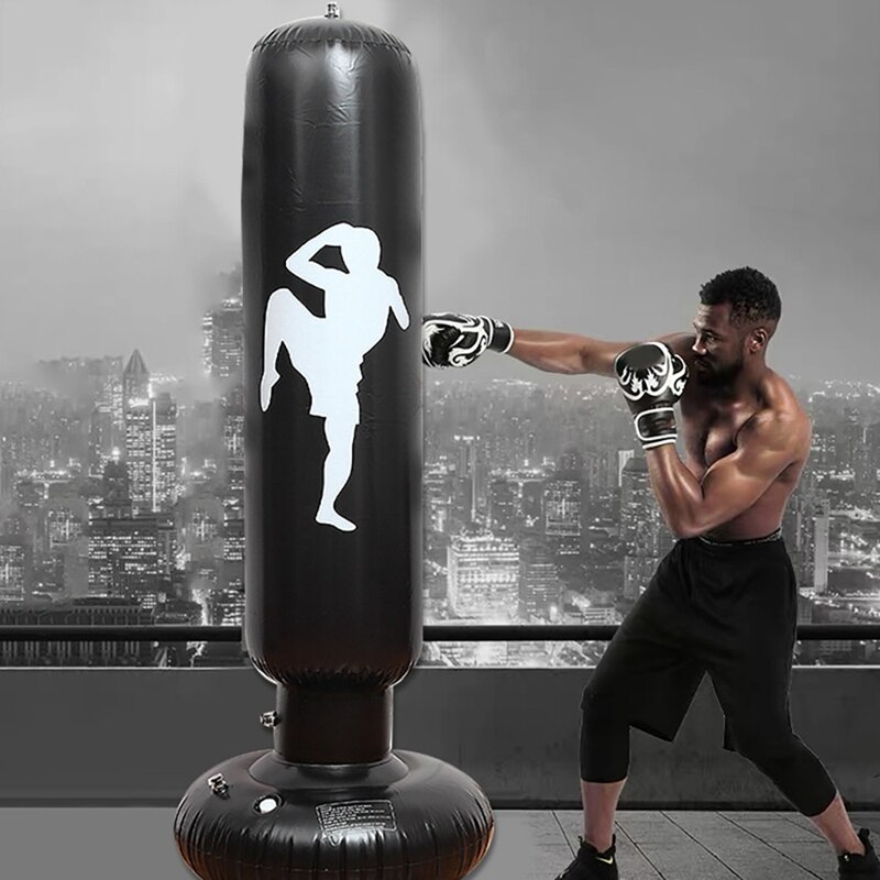 ELOS-Inflatable Punching Bag Inflatable Kids Punching Bag with Stand for Practicing Karate Taekwondo MMA Fitness Kids Adults