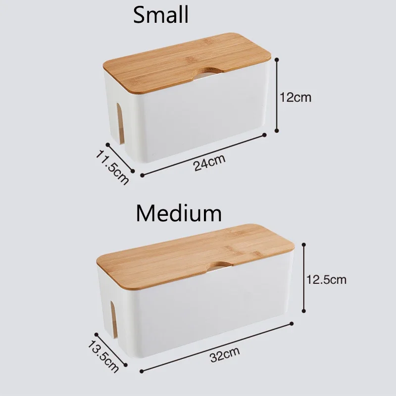 Cable Storage Box Wooden Power Line Storage Case Dustproof Charger Socket Organizer Wire Case Home Cable Winder Organizer