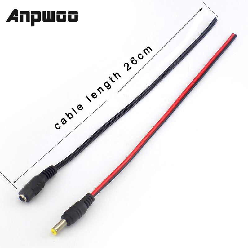 Conectores de extensión de 12V CC macho hembra adaptador de Cable enchufe fuente de alimentación 5,5x2,1mm LED tira de luz CCTV cámara de 26cm de longitud