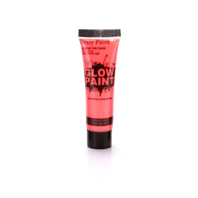 1Pcs 25Ml Nachtlampje Gezicht Verf Lichtgevende Make Fluorescerende Bodypaint Pigmenten Gezicht Body Art Verf Makeup Tools schmink: red