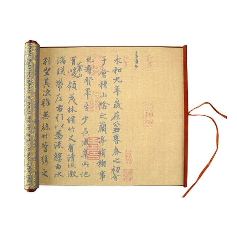 Non Ink Water Writing Painting Chinese Calligraphy Practice Scroll Cloth Paper Orchid Pavilion Painting Art Supplies 43x140cm