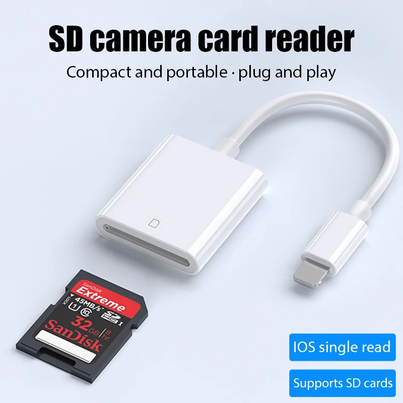 Lämplig för extern kortläsare för iphone/ipad/dator, lämplig för lightning/tpyec, lämplig för sd-minneskortläsare