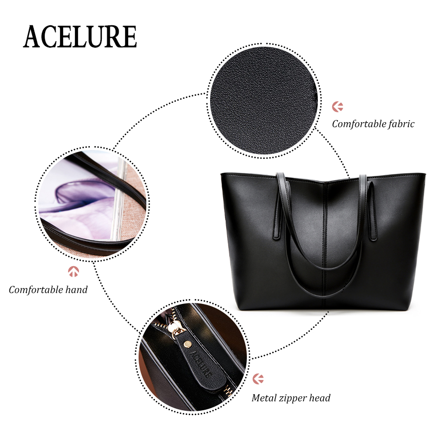 ACELURE doux sac à bandoulière en cuir synthétique polyuréthane pour les femmes solide haute capacité fourre-tout décontractés femme all-match sac à bandoulière dames sac à main