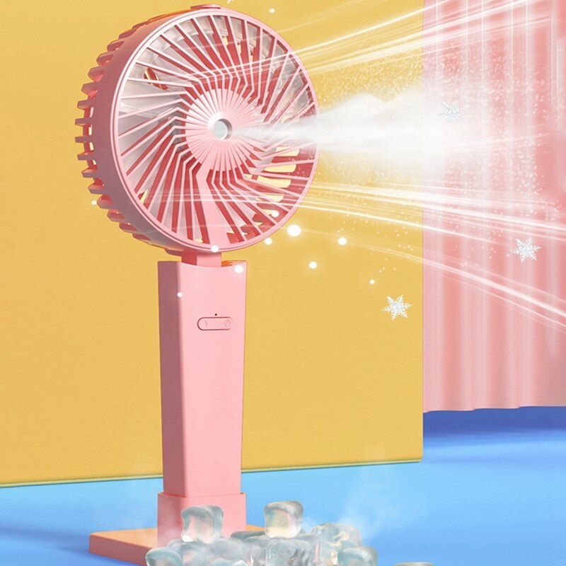 4 In 1 Mini Portable Fan Misting Fan Cooling Hand Holding Fan Desktop Phone Holder Multifunction Travel Cooler Fan
