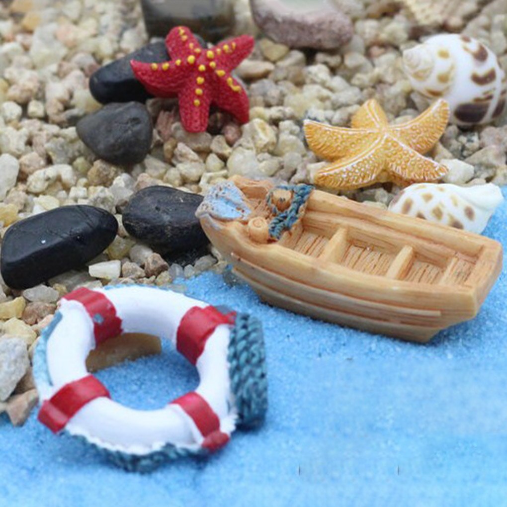 Tuin Ornamenten Miniatuur Boot Ocean Beach Resin Craft Micro Lands Cape Fairy Poppenhuis Decoraties Aquarium Fish Tank Decor