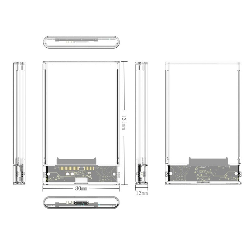 1Pc Transparante Hdd Enclosure Box Ssd Hard Drive Sata Naar Usb 3.0 2.0 Adapter Externe Hdd Case 2.5 Inch ondersteuning 4Tb Hd 5.0Gbps