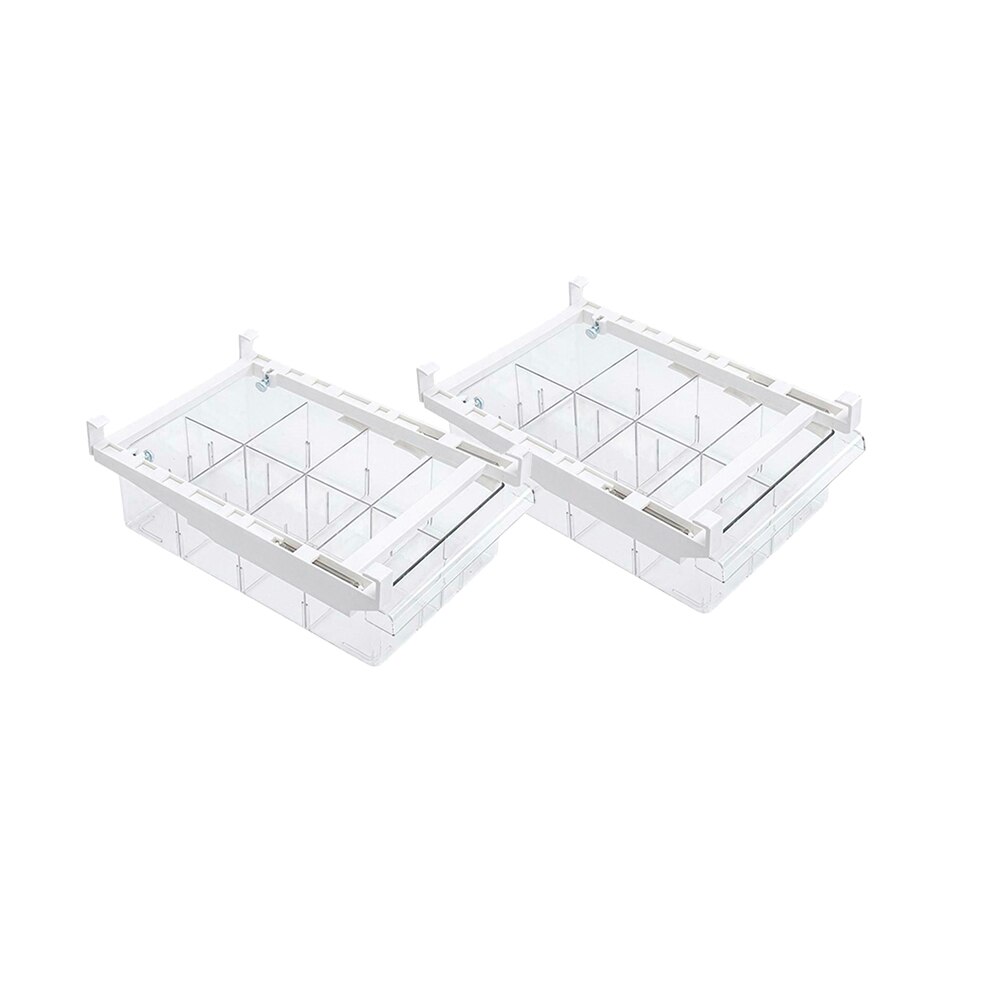 1/4/8 Compartment Refrigerator Drawer Organizer Bin Transparent Fridge Storage Bin Containers for Pantry Freezer Snack Container: 8 grid 2pcs
