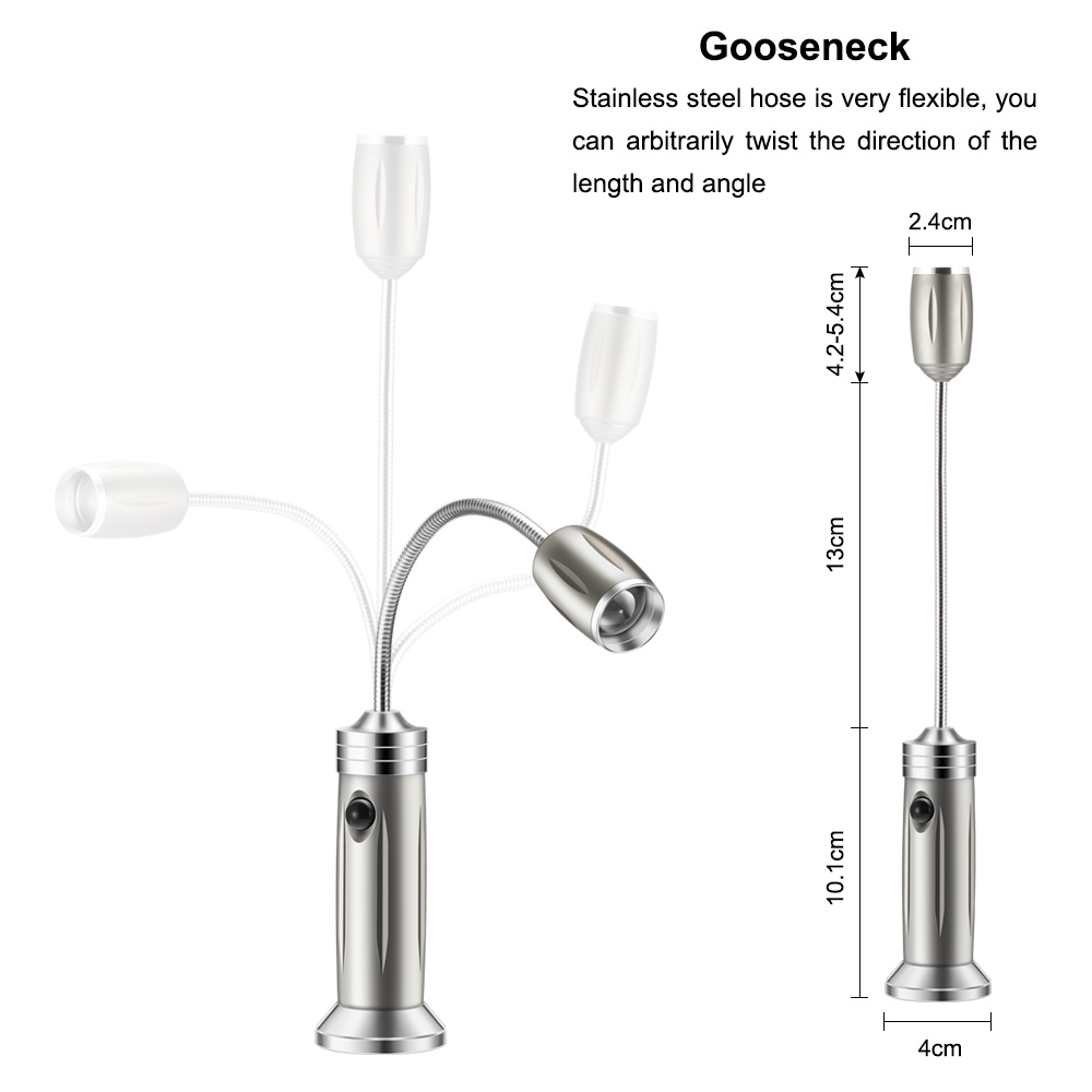 2 uds Parrilla de barbacoa ultrabrillante luces LED Base magnética Flexible cuello de cisne Luz de barbacoa para asar