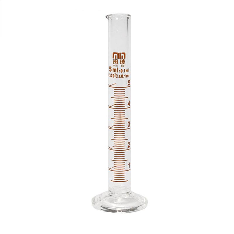 Glascylinder med skala pyrex lab målekop med mærke til kemisk eksperiment borosilikat 5ml 4 stk / pakke