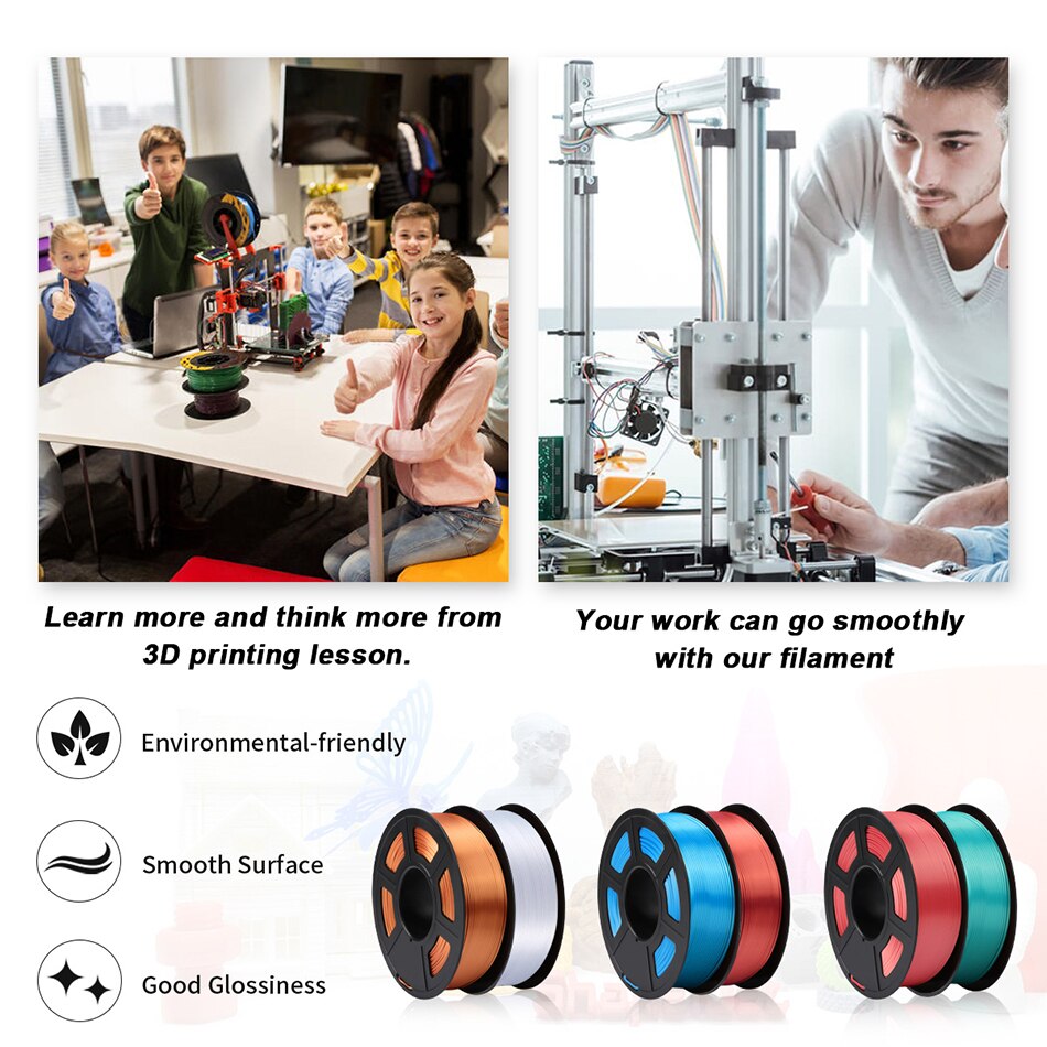 Enotepad PLA SILK Filament for printer 1.75mm 1KG Original 3D Printing Materials with box vacuum filament