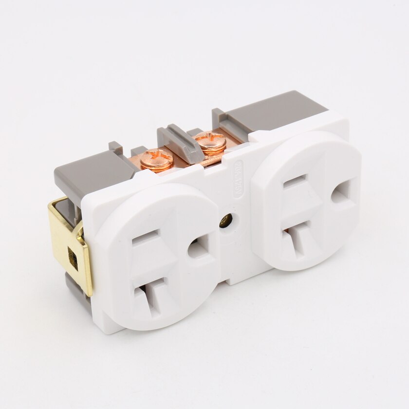 2 pieces HiFi copper Plated US 20A AC Duplex Receptacles Wall Outlet Power Distributor