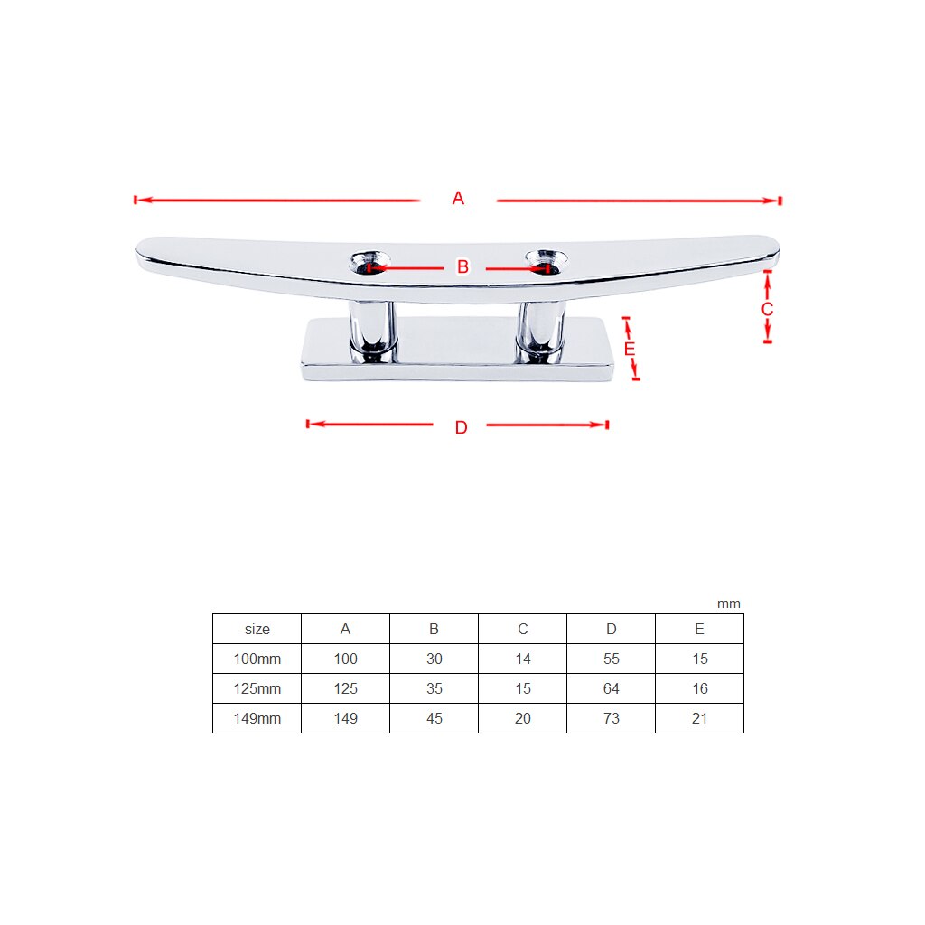 Stainless Steel 316 Low Flat Cleat Boat Cleats Deck Rope Cleat Mooring Dock Cleat Marine Hardware Yacht Accessories Lock bolt