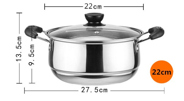Edelstahl topf Doppelten Boden Suppe Topf Nichtmagnetischen Kochen mehrzweck Kochgeschirr nicht Stock Pfanne induktion Herde verwendet topf: 22cm zwei handhaben Art