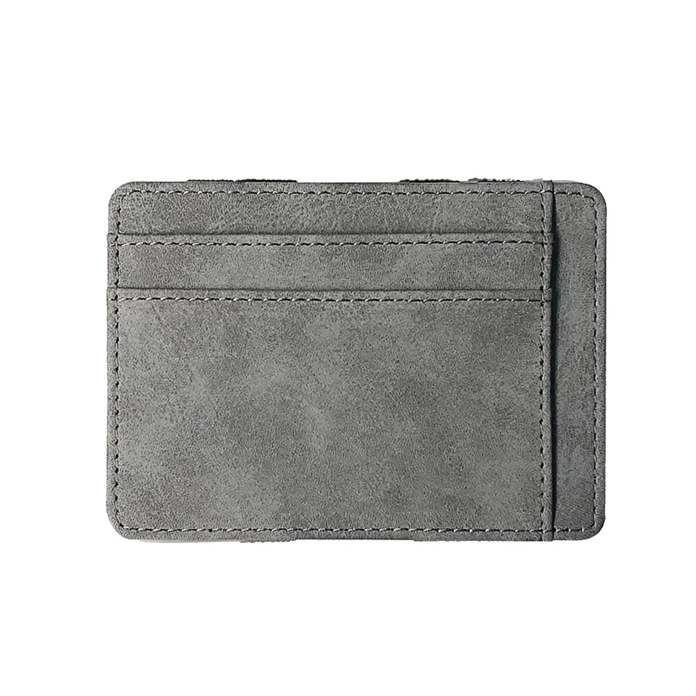Hommes portefeuille petite taille bande magique couleur unie porte-carte porte-monnaie UND: Gris clair
