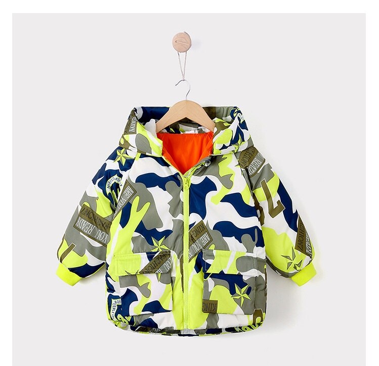 3-7 years old children baby down jacket thick winter boys and girls camouflage baby hooded autumn and winter warm jacket