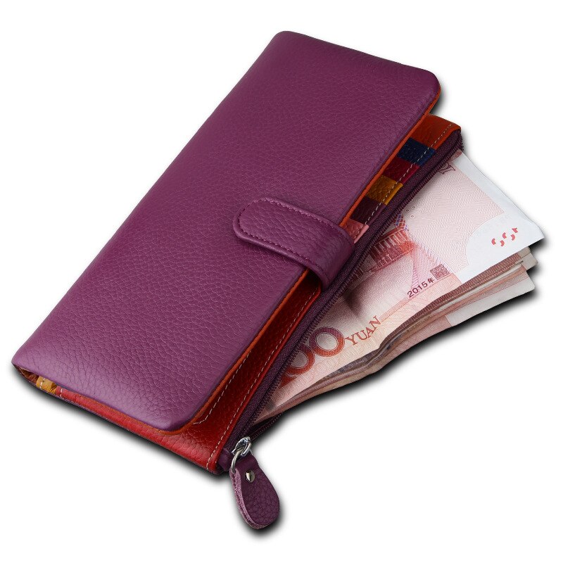 Slikfarvet kvinders læder tegnebog kort lidt mere tegnebog clutch taske