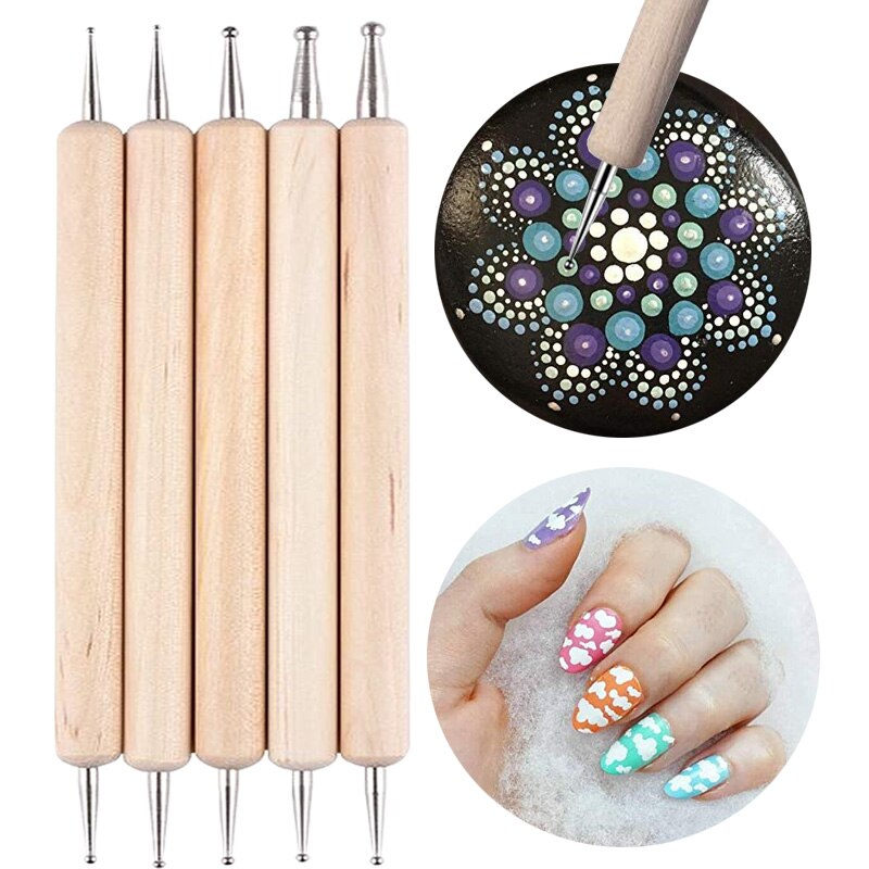 20 unidades de pinceles de doble cara para uñas, herramientas para puntear Flores, manualidades para niños, herramienta para puntear piedras Mandala, puntas de manicura, Diy