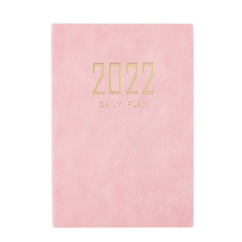 2022 PU Planner Schedule A5 Daily Planner Hourly Timetable Dated Ruled Daily Pages Ribbon Bookmark for Office Women Men: Pink