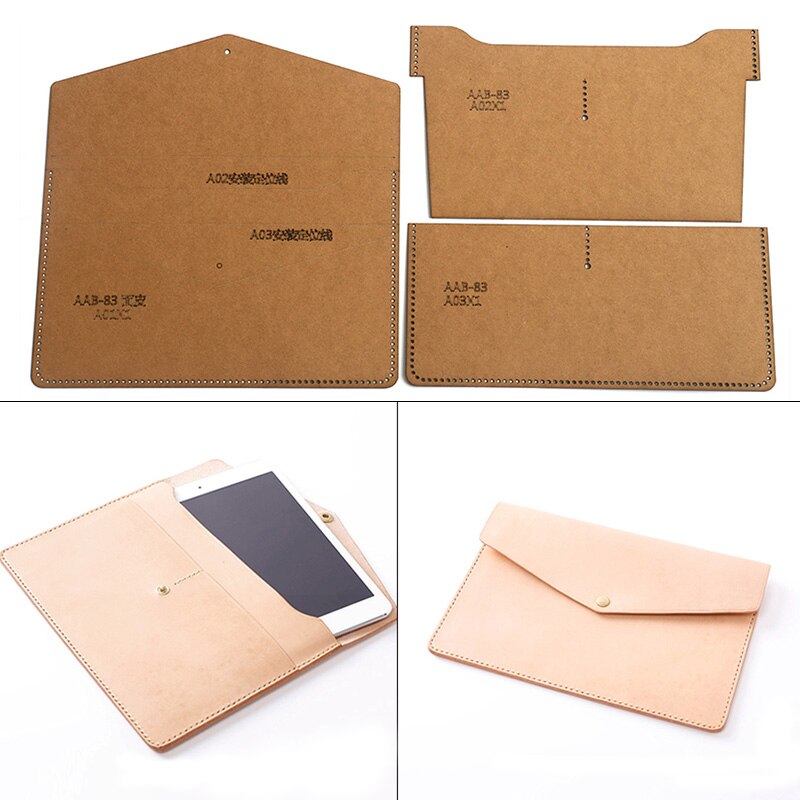 Mini Funda de cuero para tableta y PC, herramienta de bricolaje, plantilla de papel acrílico y Kraft, bolso Artesanal de cuero hecho a mano, nueva