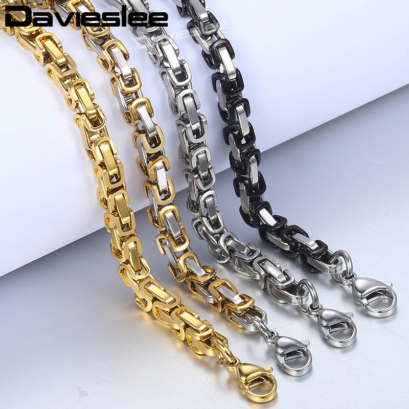 5 Mm Byzantijnse Box Ketting Armbanden Voor Mannen Zwart Goud Zilver Kleur Roestvrij Stalen Armband Mode Mannen Vrouw Sieraden KBB6