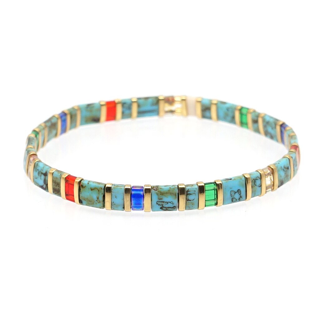 Go2boho Regenboog Armband Miyuki Tila Armbanden Vrouwen Glazen Kralen Sieraden Boho Summer Beach Dames Armband: TL-B190091C