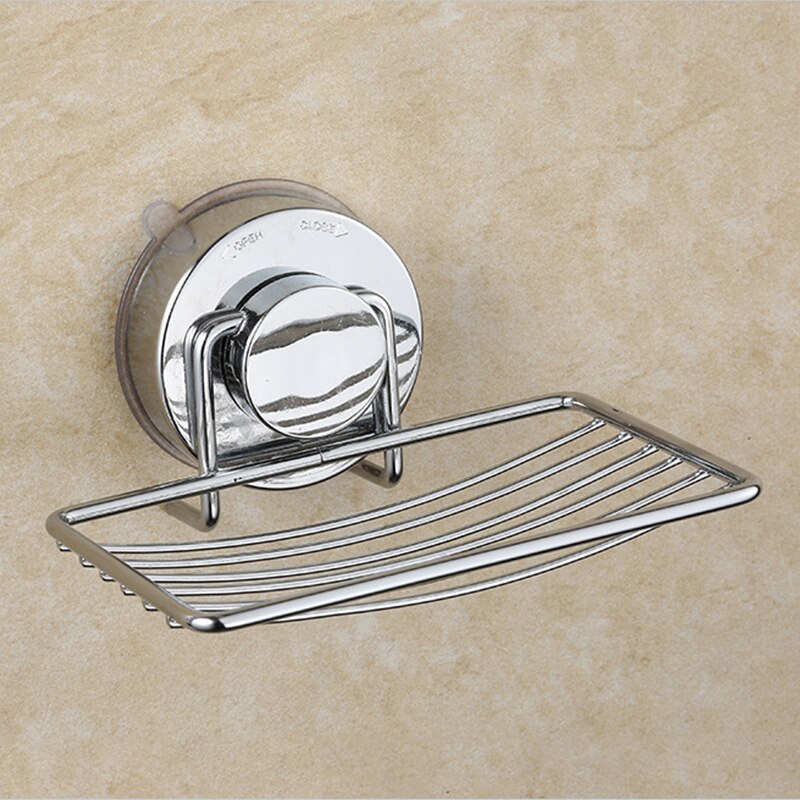 Stainless Steel Sucker Organizer Shelf Kitchen Sundries Wall Vacuum Suction Storage Basket Bathroom Soap Towel Holder