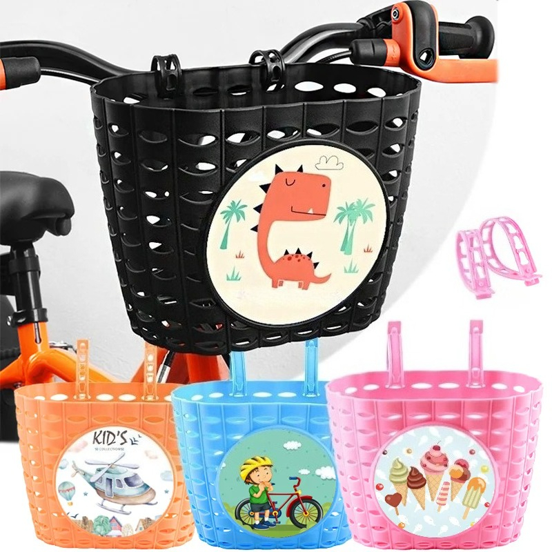 Sacs de guidon avant de vélo pour enfants, sacoches de vélo en plastique imperméables pour garçon et fille, ensemble de paniers de vélo génériques avec autocollants