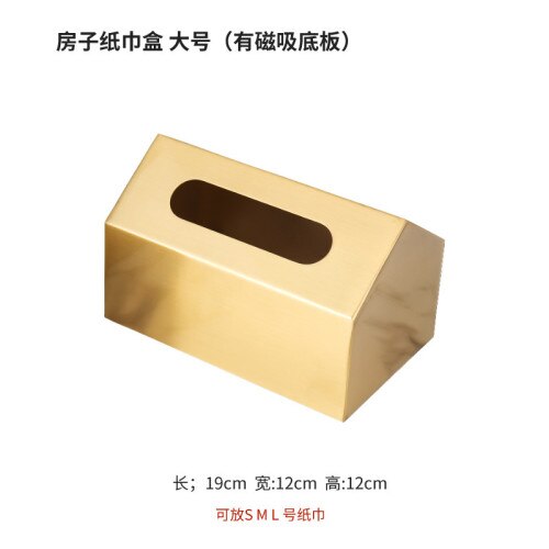 Klassisk europæisk metal gyldent firkantet tissuekasse rullepapir opbevaring hjem stue sofabord desktop tissuekasse hjemindretning: Al