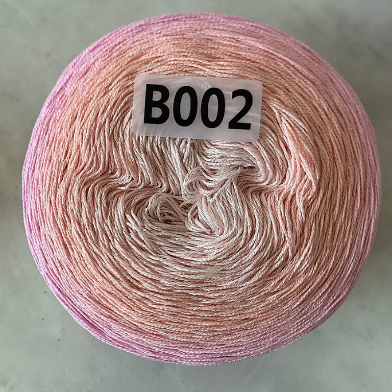 Ovillo de algodón y lino para Tartas, hilo degradado 8 # de encaje Macaron, línea de gelatina de 4 hebras, sección larga teñida, chal de ganchillo, TJ20263, 300G por bola