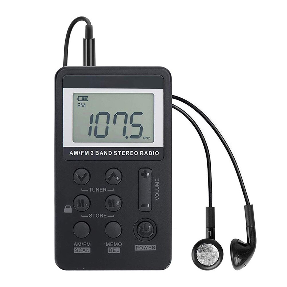 AM/FM Pocket Radio Mini Handheld Radio Dual Band Digital Multiple Stations Radio with HiFi Earphones Battery For Walkman hiking: Default Title