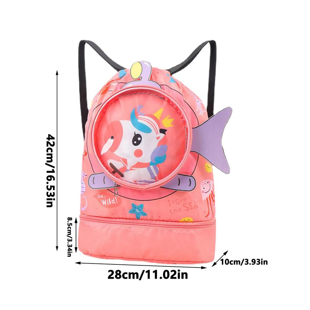 Bolsa de natación para niños, mochila de playa con animales bonitos para niños, bolsa de natación para niñas, playa, piscina, natación, mochila húmeda y seca para exteriores: Gris