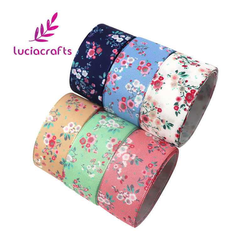 Lucia Ambachten 3Yards/Lot Bloem Satijnen Linten 26Mm Handcrafts Diy Boog Trim Lint Wikkelen Accessoires T0109