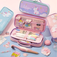 Estuche escolar Kawaii con mango y bolígrafo de gran capacidad para niñas y niños, Kit de papelería, 1 unidad