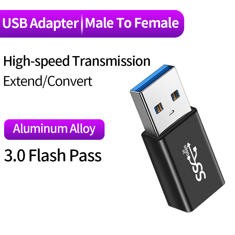 NNBILI 90 Przedłużacz USB 3.0 pod kątem prostym Kolanko w górę Złącze USB 10 Gb/s do komputera PC Przedłużacz wtyczki męskiej na żeńską: Złota