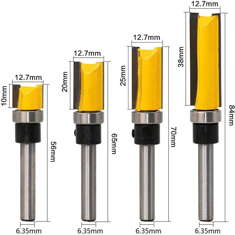 4Pcs Flush Trim Router Bits Top Bearing Router Bit... Grandado