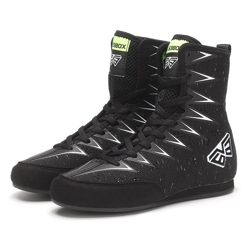 Big Boy Wrestling Shoes Kids Sport Shoes for Boys Mesh (Air Mesh) Big Children Wrestling Boots High Top Boxing Shoe Boy: Black / 6.5