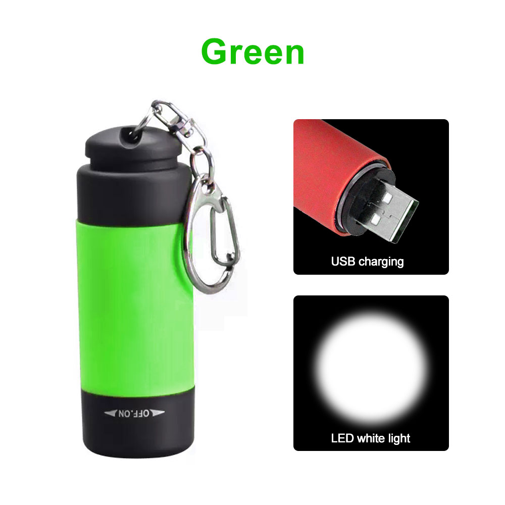 Portable Mini Torch Light USB Rechargeable Pocket Keychain Flashlights Waterproof Outdoor Hiking Mini Camping Lamp Lantern Torch: Gold