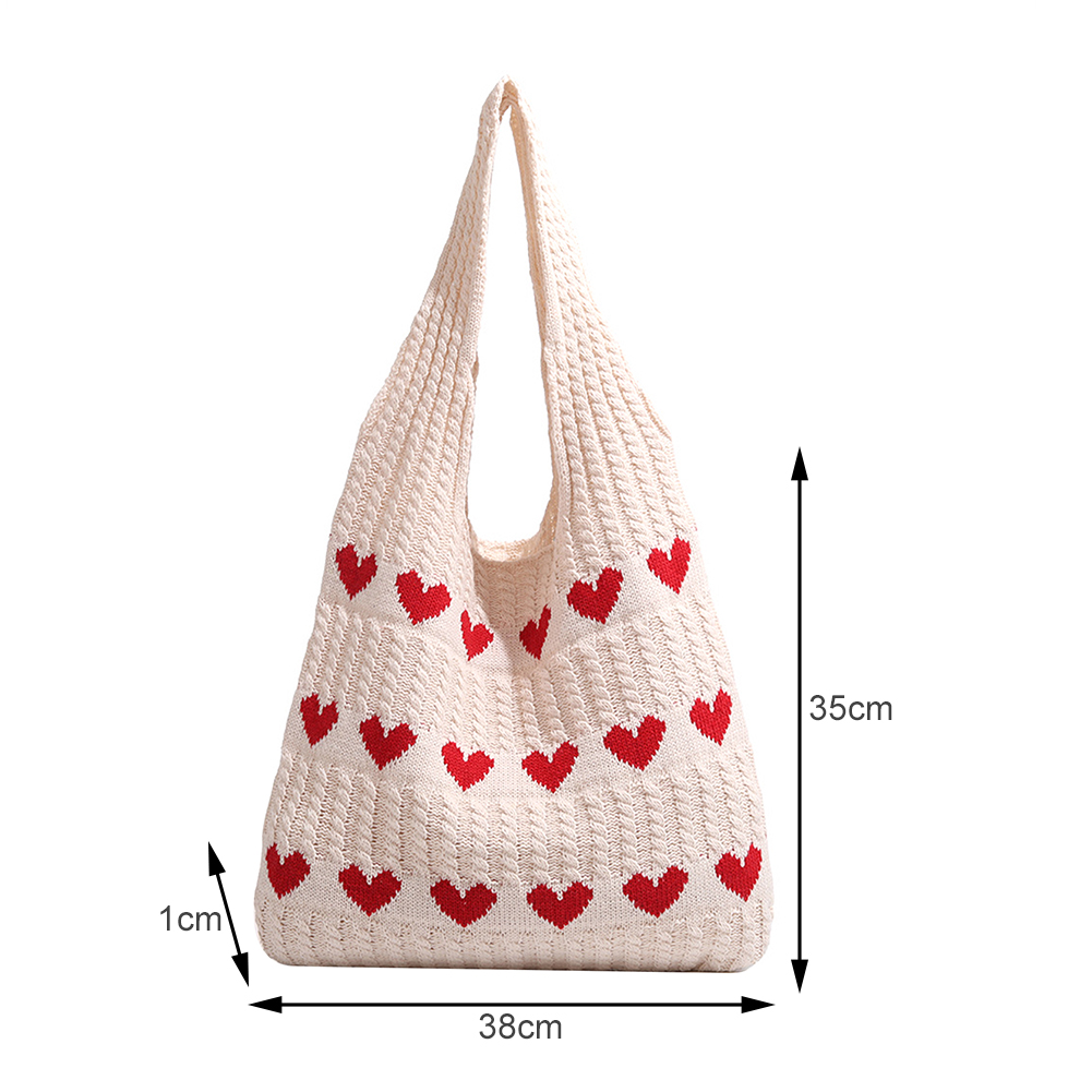 Casual gebreide handtassen Vrouwelijke grote capaciteit bakken Damesschoudertas Herfst Winter Tas Portemonnees Casual boodschappakket