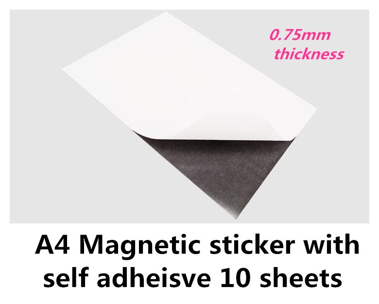 A4 size 10 stuks flexibele rubber magneet vinyl, 0.75mm pvc zelfklevende magnetische vel