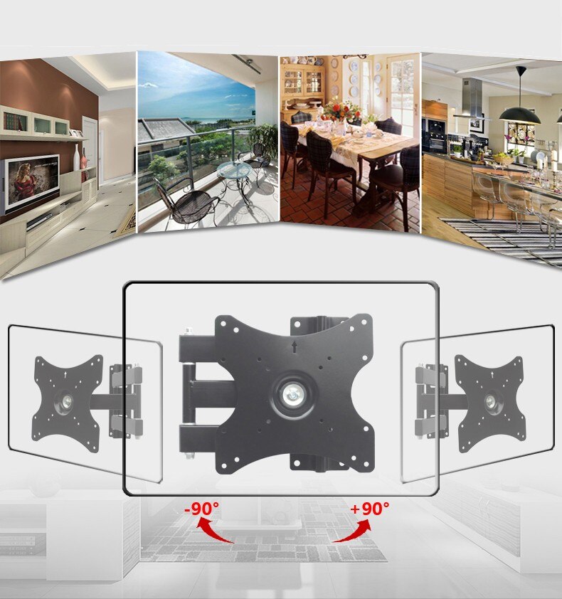 EML403X Full Motion 17"-40" LED LCD TV Wall Mount 360 Degree Rotation Swivel Tilting Monitor Holder Arm Brackeet Max. VESA 200mm