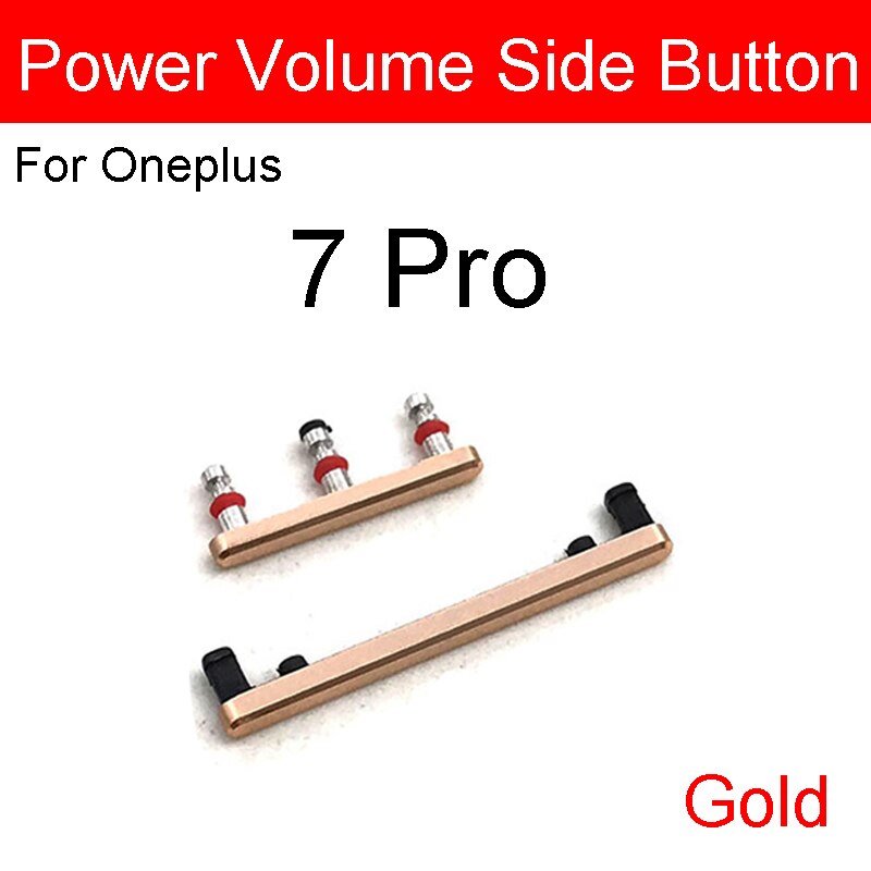 1 botón de volumen lateral + botón de encendido/apagado conjunto de botones para Oneplus 7 7T Pro botón de encendido de volumen piezas de repuesto de teclado: 7 Pro Gold