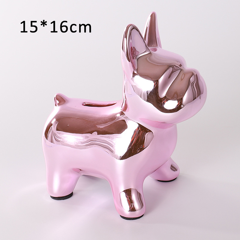 5 Kleur Keramische Bulldog Spaarpot Leuke Plating Puppy Piggy Banken Thuis Slaapkamer Woonkamer Desktop Versiering Spaarpot Mode: 1