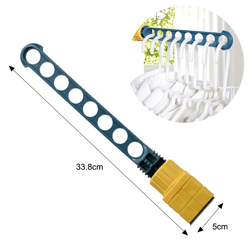 Indoor 8 Holes Clothes Window Hanger Frame Drying Rack Balcony Laundry Hanging for Home Practical Organizers Laundry Dryer: A Blue