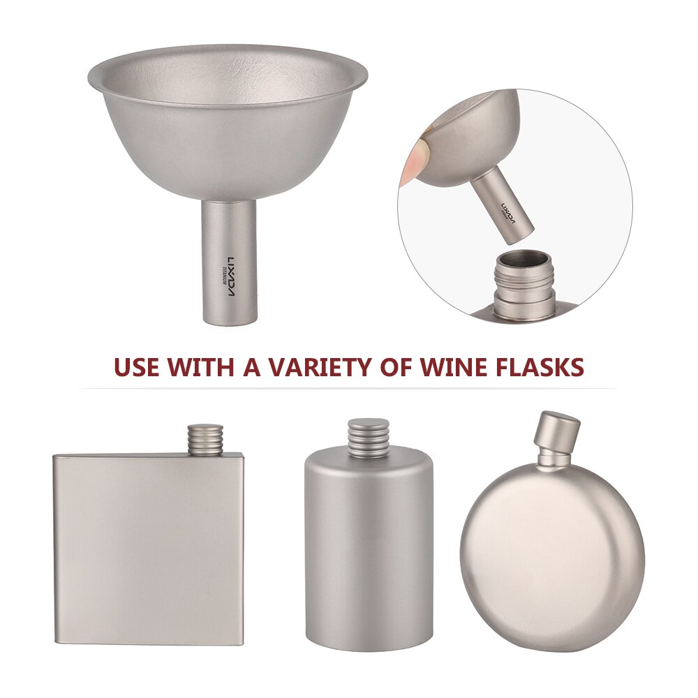 Lixada Titanium Flask Funnel Titanium Funnel Wine Liquid Filling Funnels for Bottles Flasks Containers