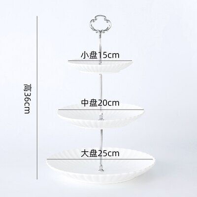 Nordic Ceramic Fruit Plate Three-layer Dessert Plate Cake Plate Multi-Layer Pastry Plate Candy Tray Shelf: C