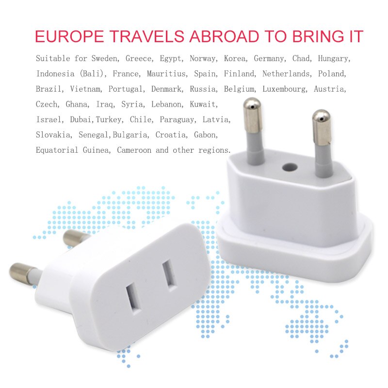 AUKTION US To EU Euro Europe Plug 4.8mm 2 Round Pin Power Plug Converter Travel Adapter US to EU Adapter Electrical Socket