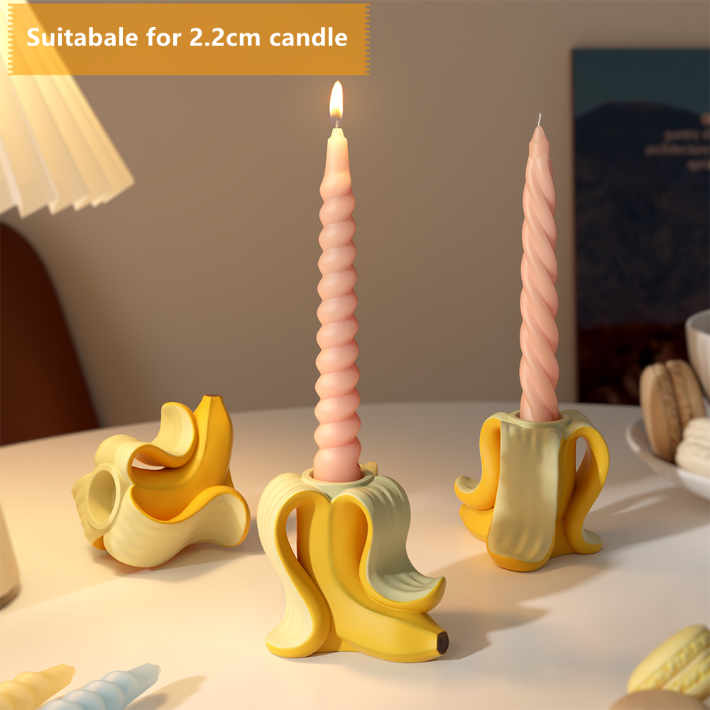 Portavelas de plátano, moldes de silicona para decoración del hogar, candelabro, yeso, cemento, artesanía, adorno de fruta, molde de resina