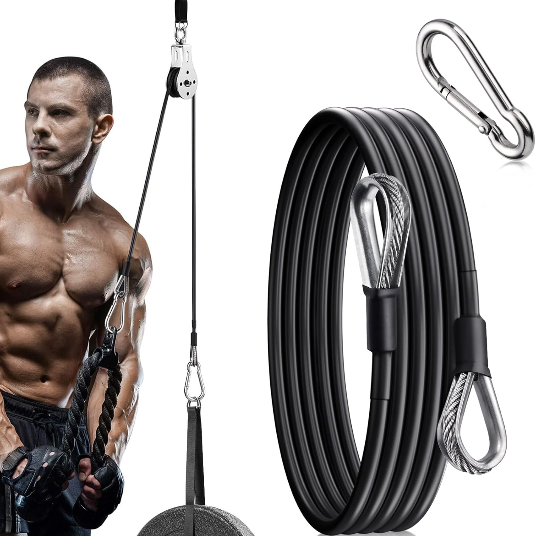 Extensor de cable de gimnasio resistente de 5 mm de espesor Accesorio de cuerda de extensión de 39/59 pulgadas Compatible con accesorios de gimnasio en casa